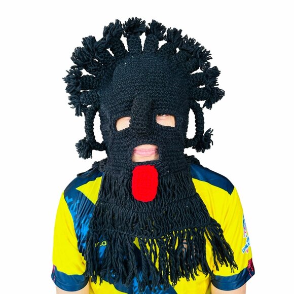 Aya Huma Diablo Umo Incas Adult Mask Ecuador Handmade Black Inti Raymi Black New - Picture 2 of 5